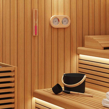 Vidaxl sauna accessoire set 4 st zwart aluminium en massief grenenhout