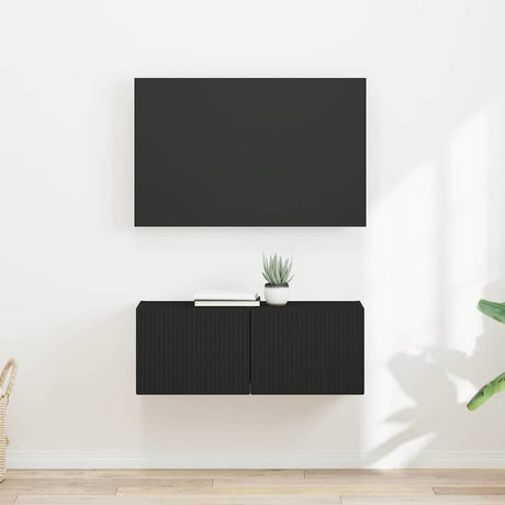 Vidaxl tv wandkast 2 st zwart bewerkt hout