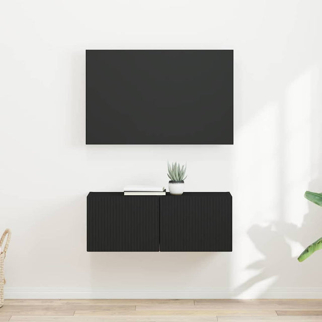 Vidaxl tv wandkast 2 st zwart bewerkt hout