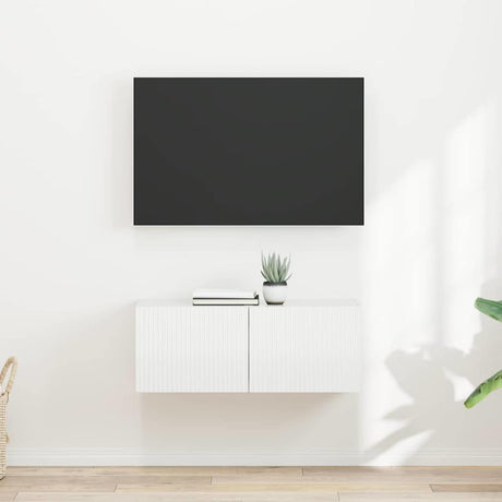Vidaxl tv wandkast 2 st glanzend wit bewerkt hout