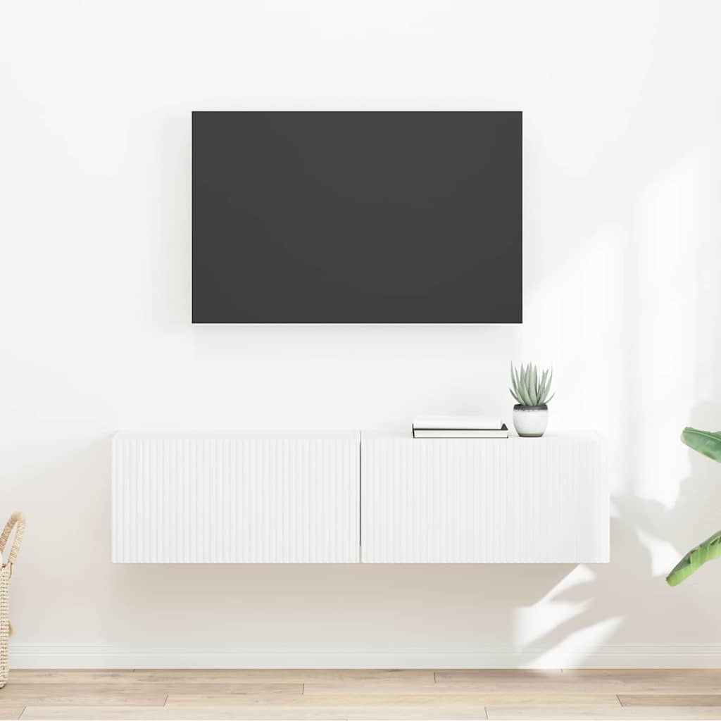 Vidaxl tv wandkast 2 st wit bewerkt hout