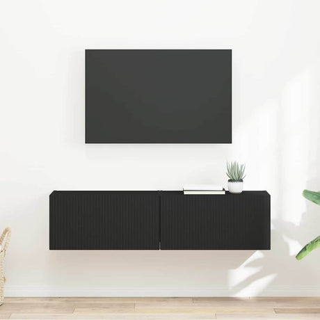 Vidaxl tv wandkast 2 st zwart bewerkt hout