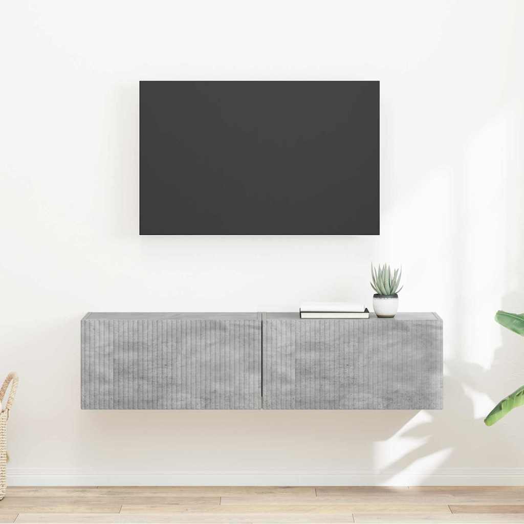 Vidaxl tv wandkast 2 st betongrijs bewerkt hout
