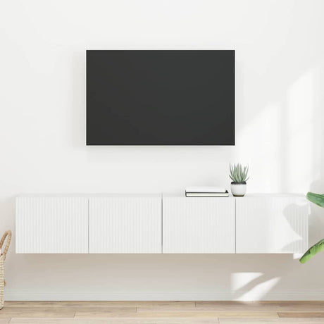 Vidaxl tv wandkast 2 st wit bewerkt hout