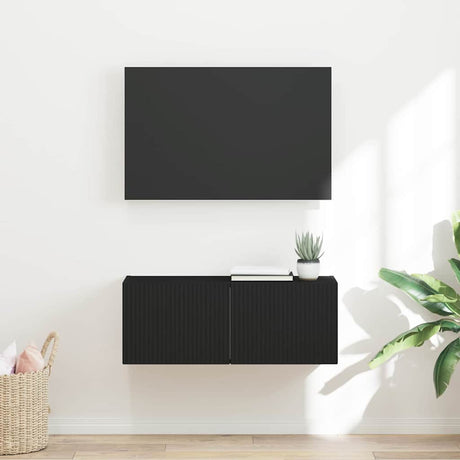 Vidaxl tv wandkast 78,5 x 30 x 29,5 cm zwart bewerkt hout