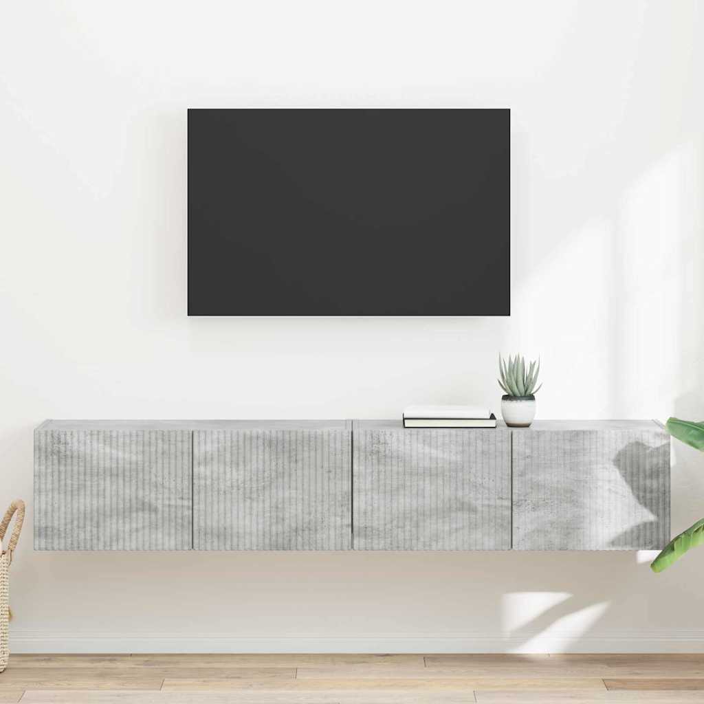 Vidaxl tv wandkast 2 st betongrijs bewerkt hout