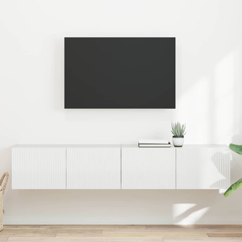 Vidaxl tv wandkast 2 st glanzend wit bewerkt hout