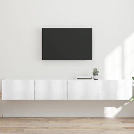 Vidaxl tv wandkast 2 st glanzend wit bewerkt hout