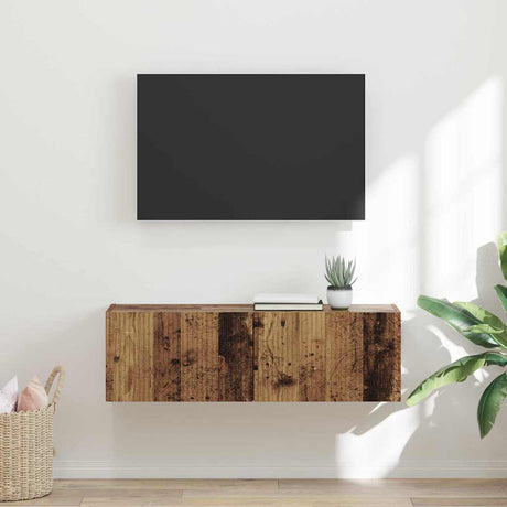 Vidaxl tv wandkast 98 x 31 x 29,5 cm oud hout bewerkt hout