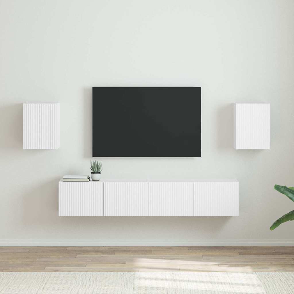 Vidaxl tv wandkast 2 st wit bewerkt hout