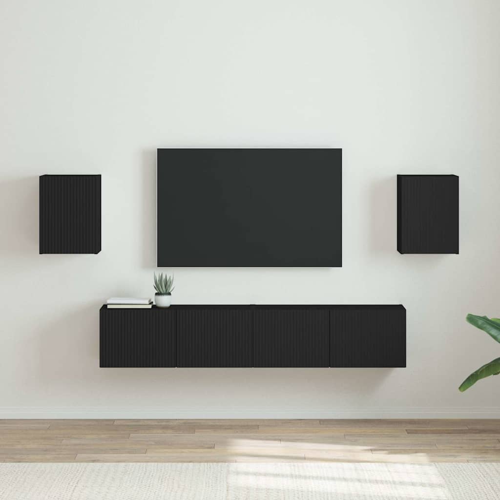 Vidaxl tv wandkast 2 st zwart bewerkt hout