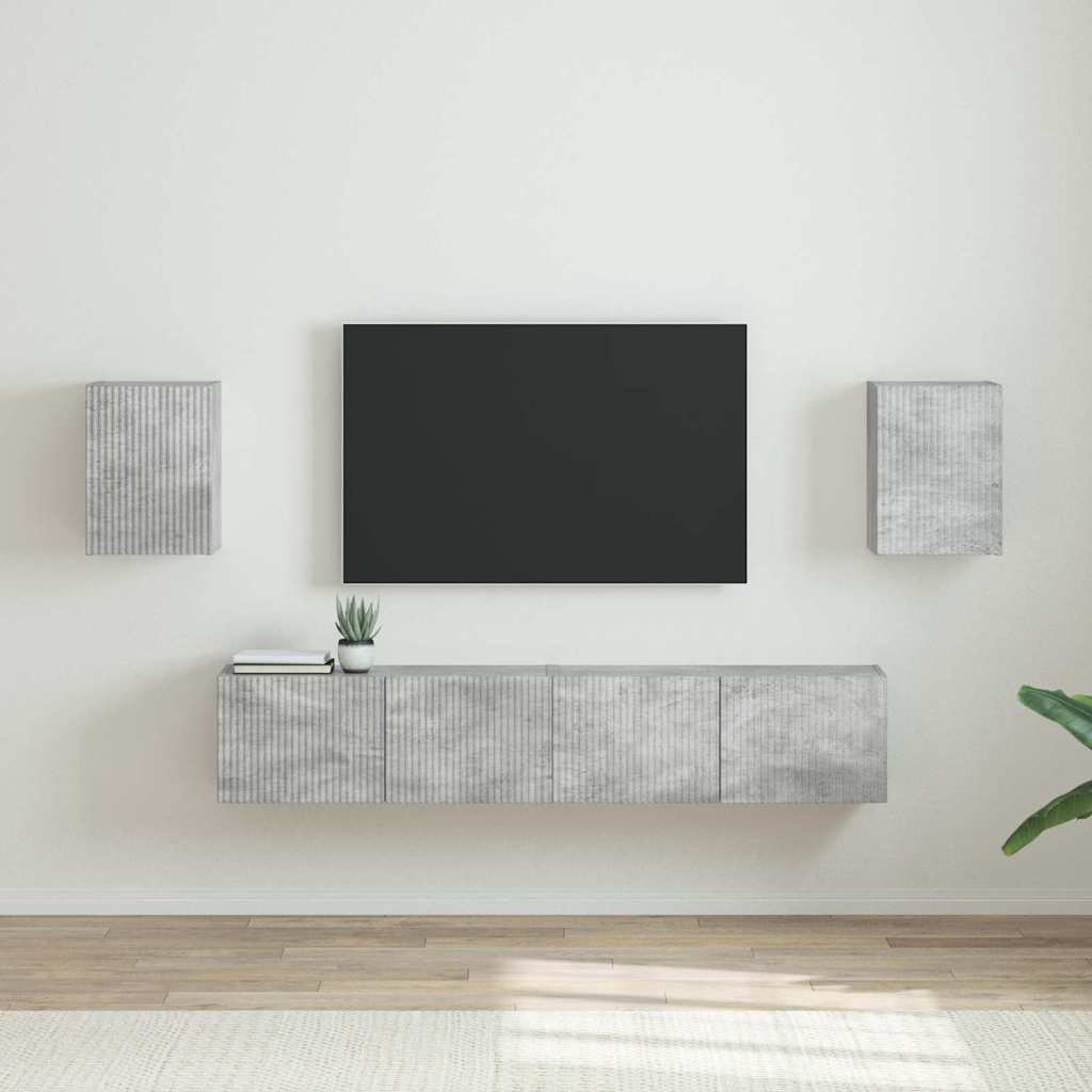 Vidaxl tv wandkast 2 st betongrijs bewerkt hout