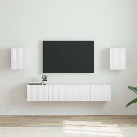 Vidaxl tv wandkast 2 st glanzend wit bewerkt hout