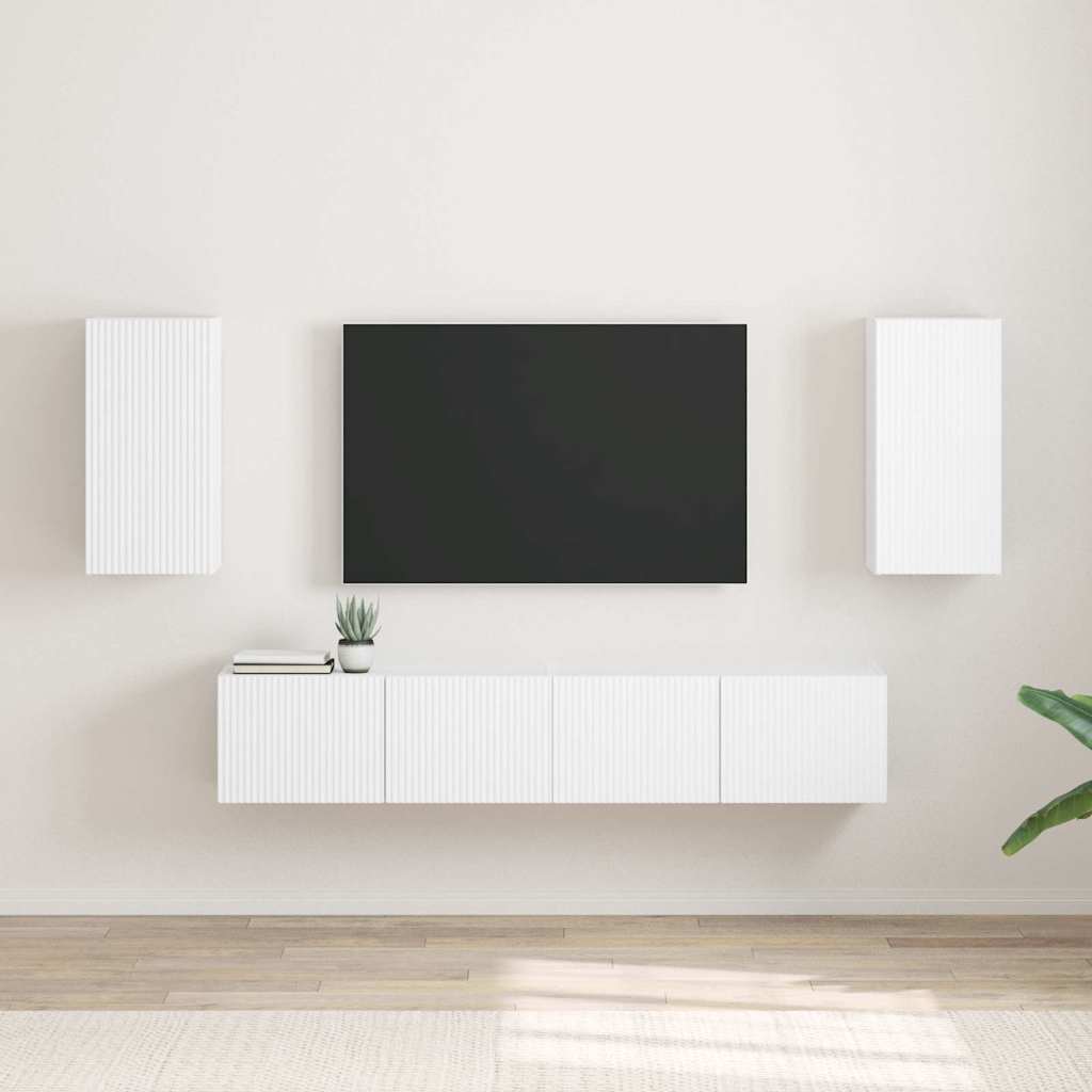 Vidaxl tv wandkast 2 st wit bewerkt hout