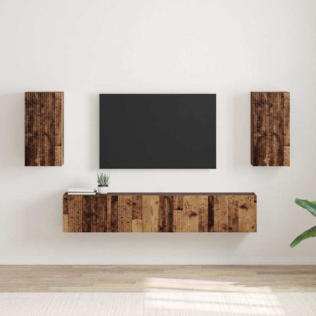 Vidaxl tv wandkast 2 st oud hout bewerkt hout