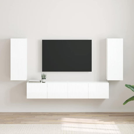 Vidaxl tv wandkast 2 st glanzend wit bewerkt hout
