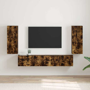 Vidaxl tv wandkast 2 st gerookt eiken bewerkt hout