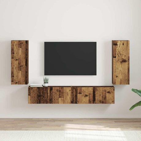 Vidaxl tv wandkast 2 st oud hout bewerkt hout