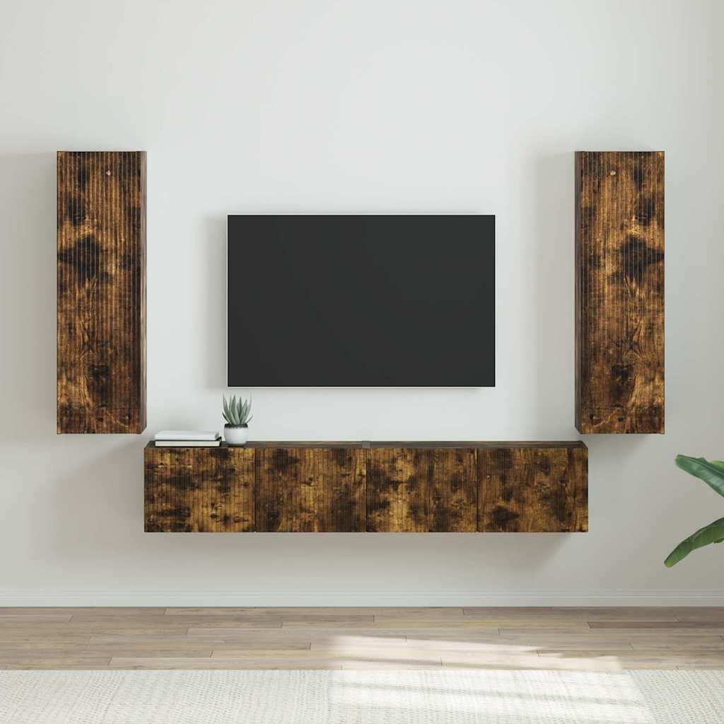 Vidaxl tv wandkast 2 st gerookt eiken bewerkt hout