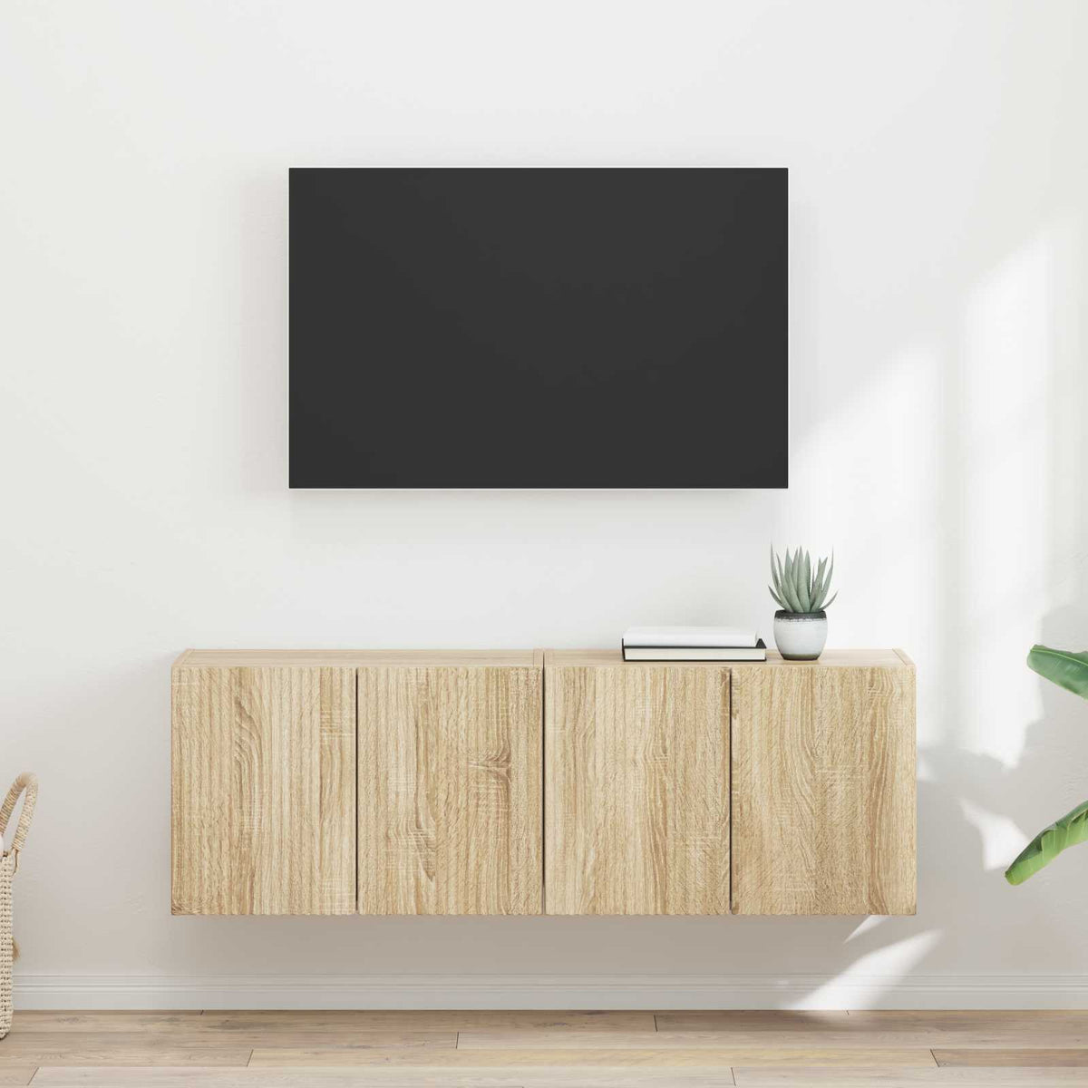 Vidaxl tv-wandkast 2 st sonoma eiken bewerkt hout