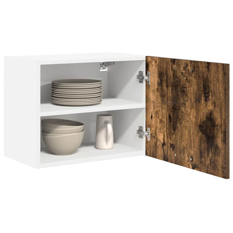 Vidaxl hangkast gerookte eik en wit 50 x 31 x 40 cm bewerkt hout