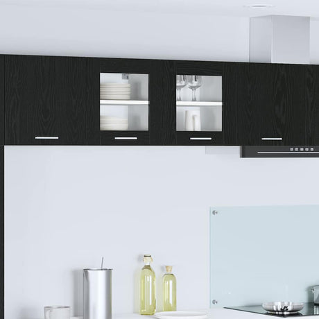 Vidaxl hangkast 2 st zwart eiken bewerkt hout