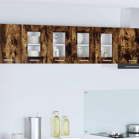 Vidaxl hangkast 2 st gerookt eiken bewerkt hout