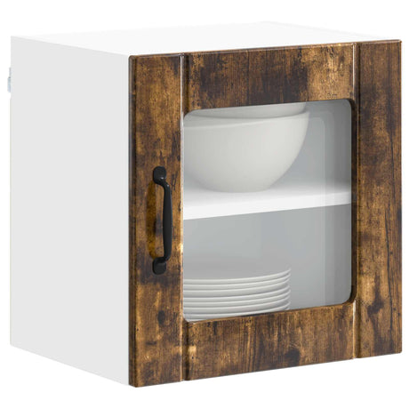 Vidaxl wandglas cabinet lucca gerookt eiken 40 x 31 x 40 cm