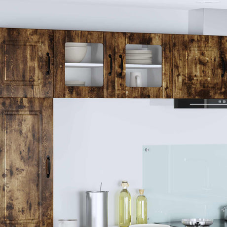 Vidaxl wandglas cabinet lucca 2 st gerookt eiken bewerkt hout