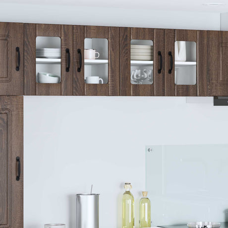 Vidaxl wandglas cabinet lucca 2 st bruin eiken bewerkt hout