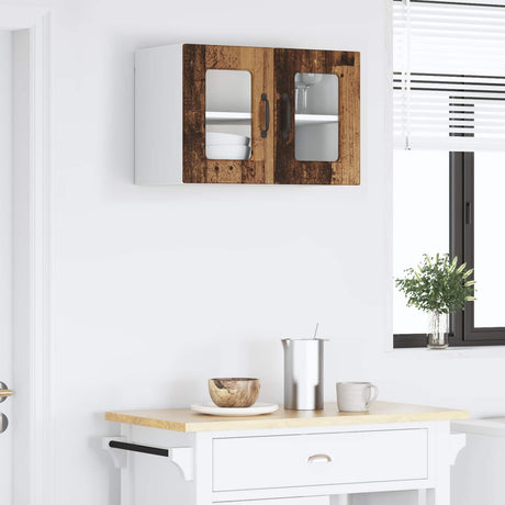 Vidaxl wandglas cabinet lucca oud hout 60 x 31 x 40 cm bewerkt hout