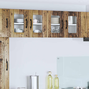 Vidaxl wandglas cabinet lucca 2 st oud hout bewerkt hout