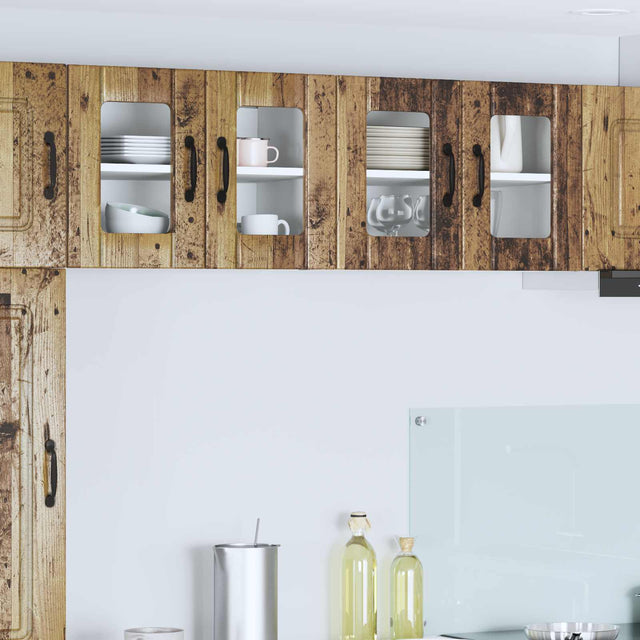 Vidaxl wandglas cabinet lucca 2 st oud hout bewerkt hout