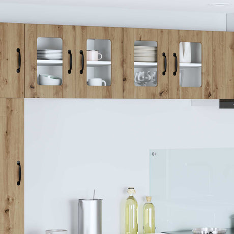 Vidaxl wandglas cabinet lucca 2 st artisanaal eiken bewerkt hout