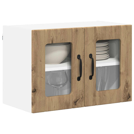 Vidaxl wandglas cabinet lucca 2 st artisanaal eiken bewerkt hout