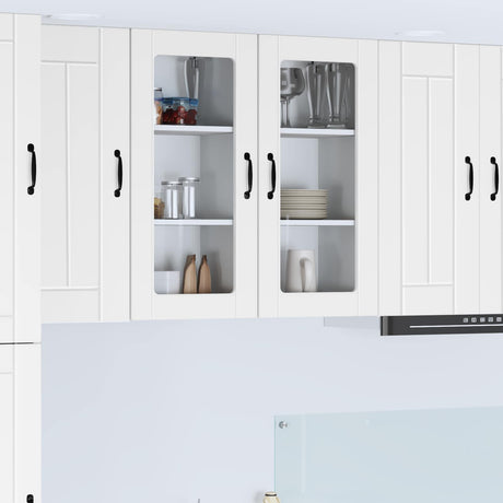 Vidaxl wandglas cabinet lucca 2 st wit bewerkt hout