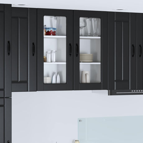 Vidaxl wandglas cabinet lucca zwart 40 x 31 x 80 cm bewerkt hout