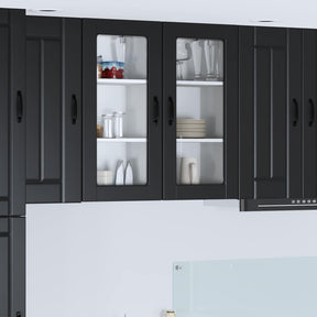 Vidaxl wandglas cabinet lucca 2 st zwart bewerkt hout