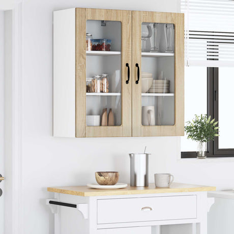 Vidaxl wandglas cabinet lucca 2 st sonoma eiken bewerkt hout