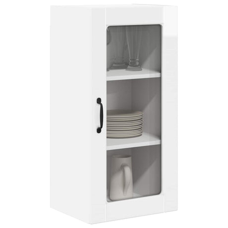 Vidaxl wandglas cabinet lucca 2 st hoogglans wit bewerkt hout