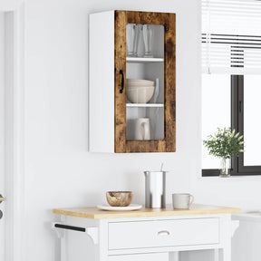 Vidaxl wandglas cabinet lucca 2 st gerookt eiken bewerkt hout