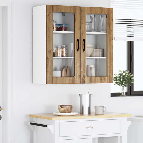 Vidaxl wandglas cabinet lucca 2 st artisanaal eiken bewerkt hout