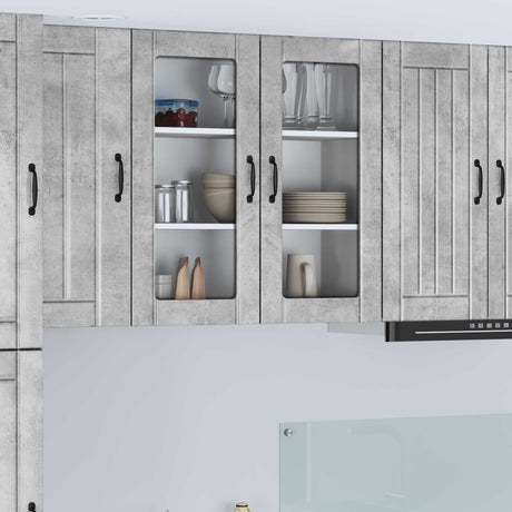 Vidaxl wandglas cabinet lucca betongrijs 80 x 31 x 80 cm bewerkt hout