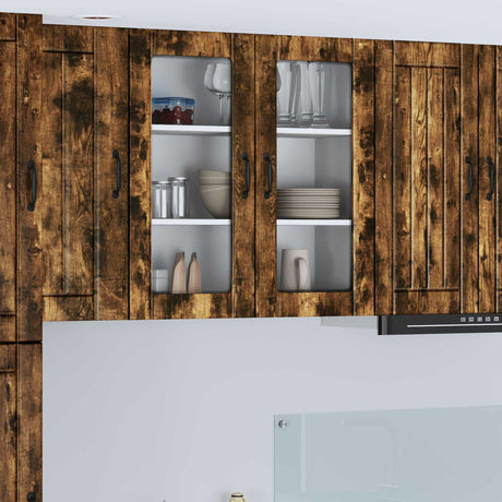 Vidaxl wandglas cabinet lucca gerookt eiken 80 x 31 x 80 cm