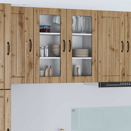 Vidaxl wandglas cabinet lucca artisanaal eiken 80 x 31 x 80 cm
