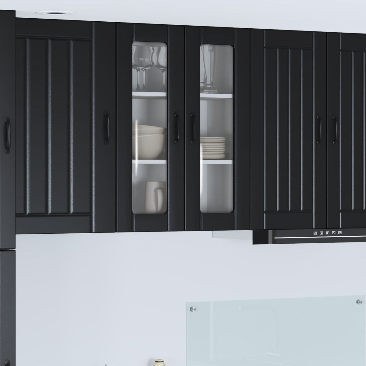 Vidaxl wandglas cabinet lucca zwart 60 x 31 x 80 cm bewerkt hout