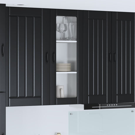 Vidaxl wandglas cabinet lucca zwart 40 x 31 x 100 cm bewerkt hout