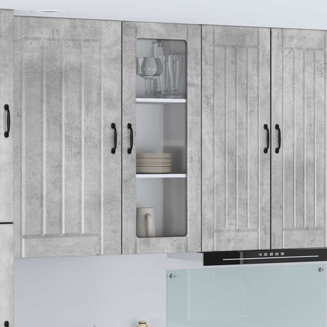 Vidaxl wandglas cabinet lucca betongrijs 40 x 31 x 100 cm bewerkt hout