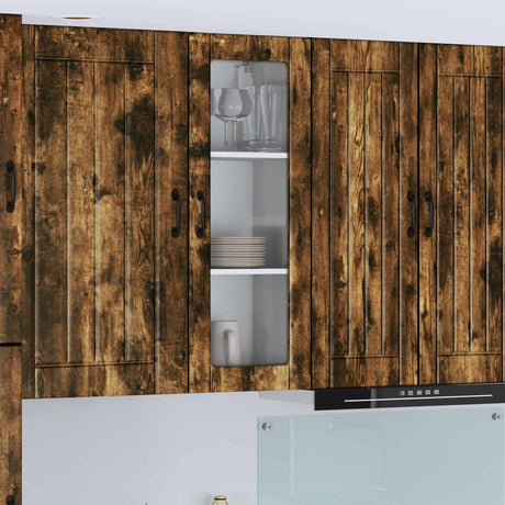 Vidaxl wandglas cabinet lucca gerookt eiken 40 x 31 x 100 cm