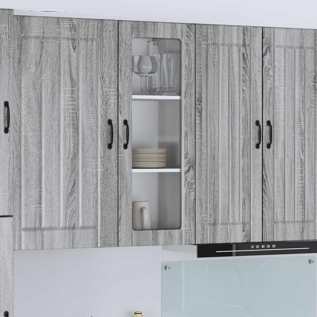 Vidaxl wandglas cabinet lucca grijs sonoma 40 x 31 x 100 cm